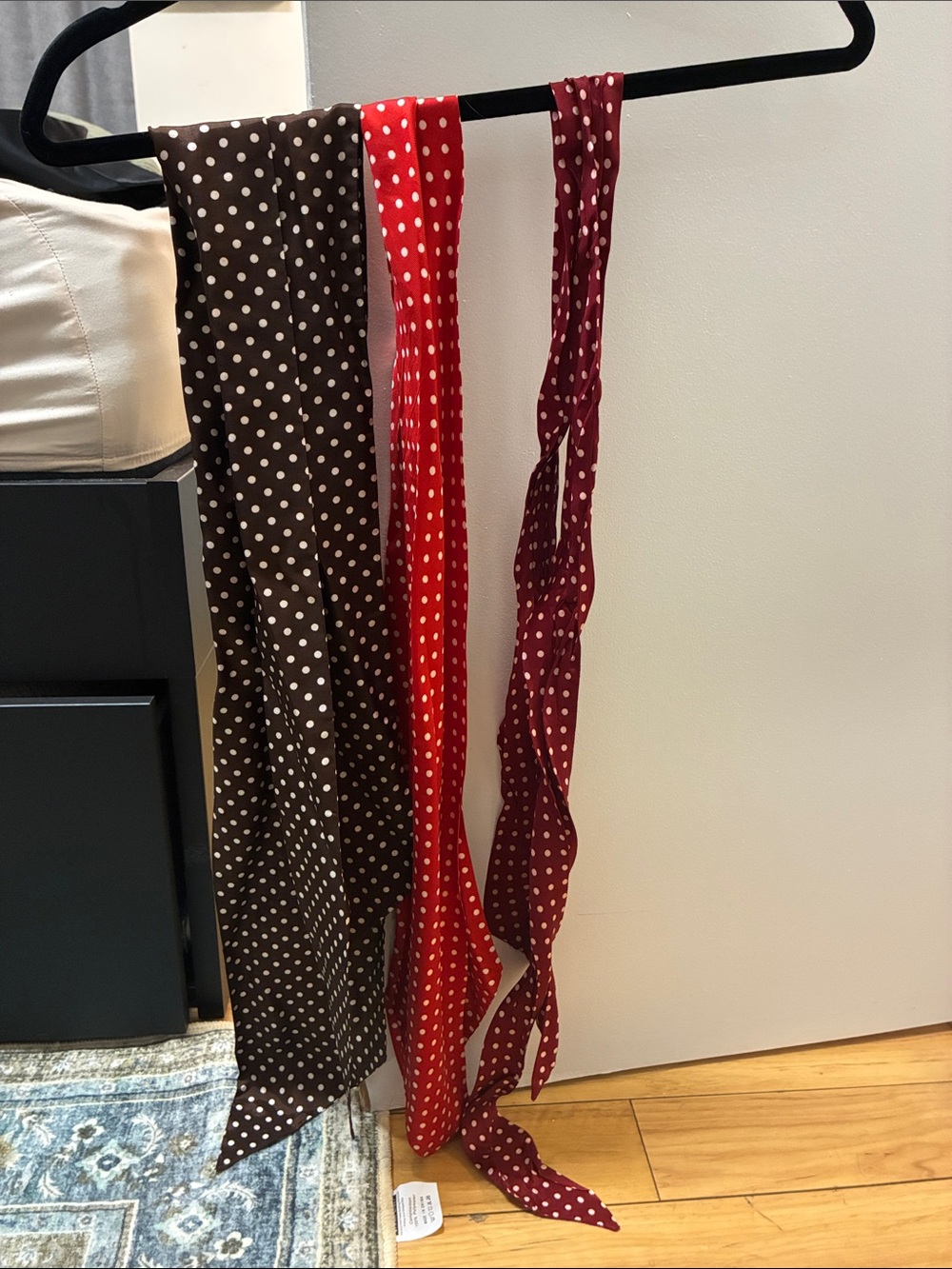 Polka Dot Skinny Scarves - Brown, Red, Burgundy